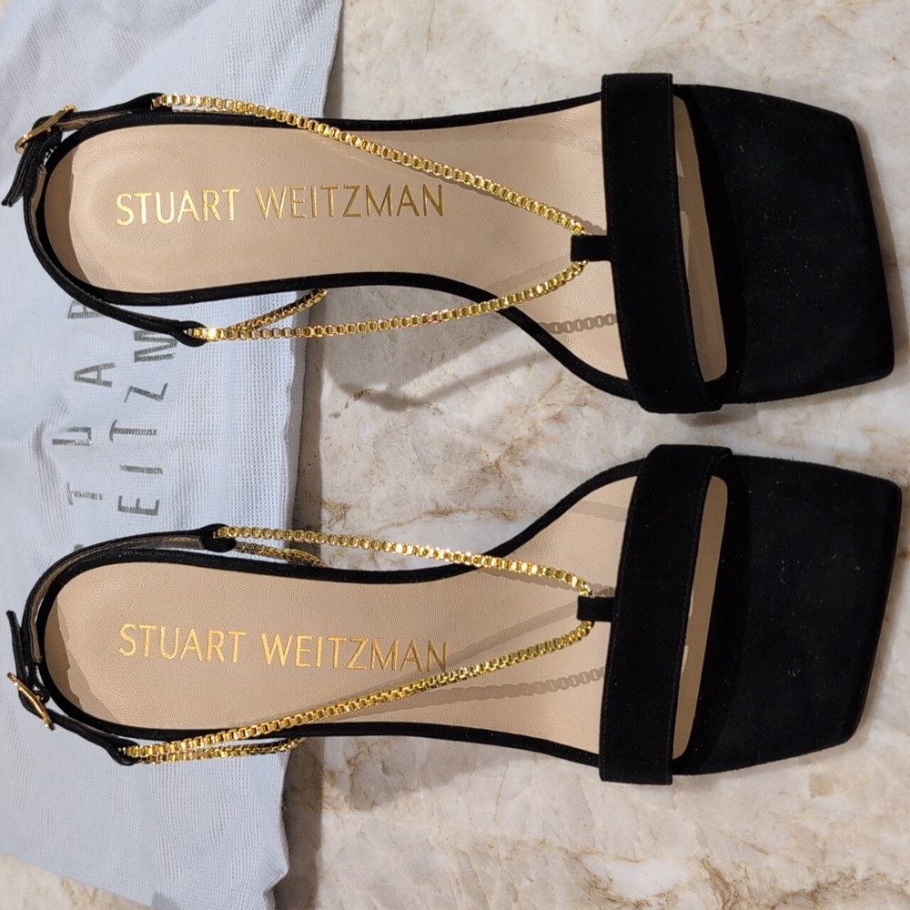 Stuart Weitzman black Suede Roxanne 4" Stilettos BNIB - Picture 4 of 7